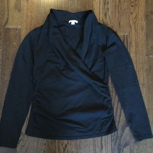 James Perse Black LS Wrap Top Sz 2 - Brand New!